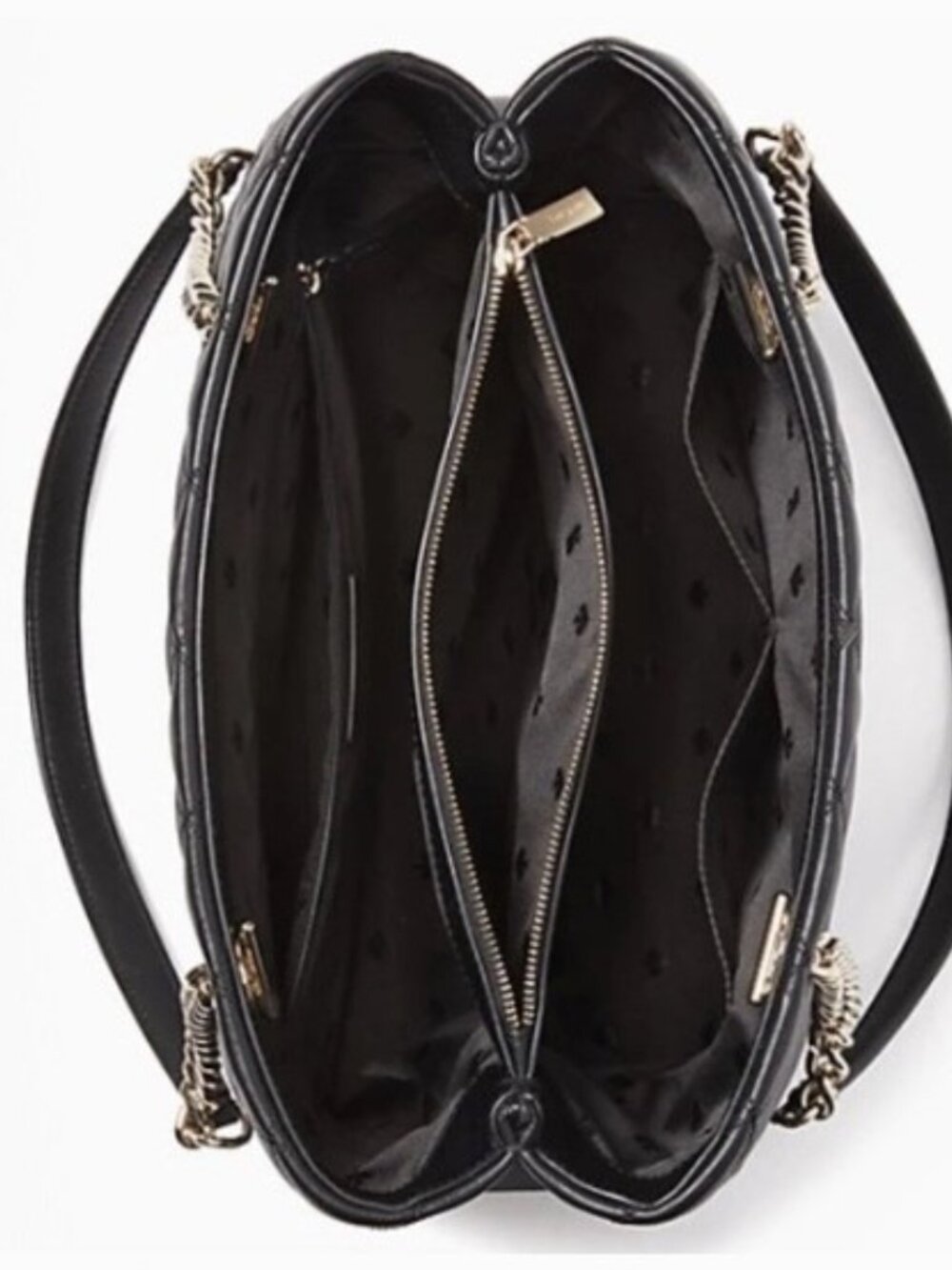 kate spade ♠️ Natalia Smooth Quilted Leather Tote Bag with Gold Chain Straps - Picture 7 of 15